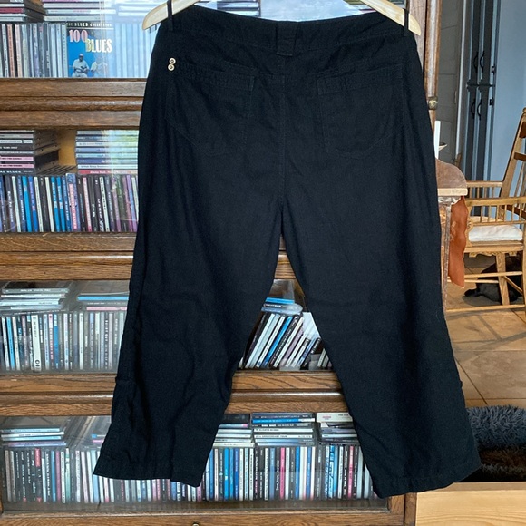 STUDIO By Liz Claiborne Black Cotton/Linen Capris Size 14 - Picture 2 of 10